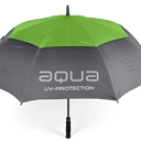 Hellblauer AQUA UV Sonnenschirm von Big Max, geöffneter Sonnenschutz mit UV-Schutz, zeigt den Stoff und das Gestell.