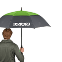 Aufgeklappter AQUA UV Sonnenschirm von Big Max mit aqua-blauem Design und UV-Schutz, große Sonnenschirm mit Druckmuster