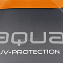 Nahaufnahme des aqua UV Sonnenschirms von Big Max mit blauer Stoffbespannung und UV-Schutzbeschichtung