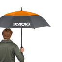 Großer blauer AQUA UV Sonnenschirm von Big Max, geöffnet mit UV-Schutz und modernem Design, ideal für Sonnenschutz im Freien