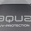 Nahaufnahme des aqua UV Sonnenschirms von Big Max mit farbigem Druck und UV-Schutzfunktion.