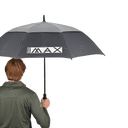 Offener Aqua UV Sonnenschirm von Big Max mit blauer Stoffbespannung und UV-Schutz, ideal für sonnigen Außenbereich.
