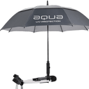 Offener Aqua UV Sonnenschirm von Big Max mit blauer Stoffbespannung und UV-Schutz, perfekt für sonnige Tage im Freien.