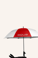 Großer AQUA UV Sonnenschirm von Big Max, wasserfest, mit UV-Schutz, in Aquafarbe, montiert auf einem Ständer