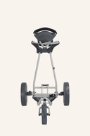 Manueller Golftrolley Autofold X von Big Max in Grau und Dunkelgrau, seitliche Perspektive, klappbar, leichter Transport
