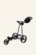 Manueller Trolley Autofold X von Big Max, Phantom-Farbe, zusammengeklappt und bereit für den Transport.