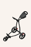 Großer Max Blade IP 2 Trolley mit schwarzem Design, Blick auf die Oberseite mit Print-Details, leicht zu erkennen.