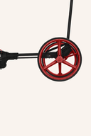 Manueller Big Max Blade Trio Trolley mit seitlicher Radaufnahme und gedrucktem Design, Blick auf die Seite und das Rad.