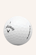 Callaway Warbird 2021 Golfbälle, weiße Bälle mit schwarzem Callaway-Logo, für lange Schläge und gute Kontrolle beim Golf.