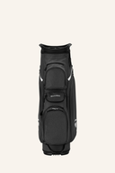 Grauer TaylorMade Cart Lite Cartbag mit mehreren Fächern und stabilen Tragegriffen für Golfspieler.