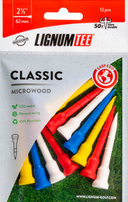 Lignum Classic 62mm Tees aus Holz, gleichmäßige runde Form, ideal für Golf oder Freizeitspiele, natürliche Maserung sichtbar