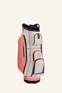 Vessel Lux 14-Wege Cartbag in Koralle mit mehreren Fächern und stabilen Tragegriffen, ideal für Golfspieler.