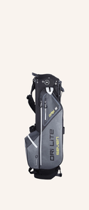 Schwarz-weißes Big Max Dri Lite Seven G Standbag mit seitlichem Print, strapazierfähiges Golf-Standbag für den Transport.