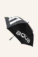 Großer AQUA Sonnenschirm UV XL von Big Max, robuste Sonnen- und UV-Schutzschirm, geöffnet und im Garten aufgestellt.