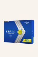 Gelbe Callaway ERC Soft Golfbälle mit Triple Track Markierung, weiche Oberfläche, für besseren Ballkontakt und Kontrolle.