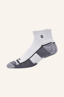 Fußballsocken von Footjoy, Prodry Quarter Socken, weiße Sportsocken mit elastischem Bund und feuchtigkeitsableitender Oberfläche.