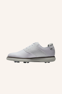 Fußjoy Fuel Golfschuhe in Weiß mit schwarzem Schnürverschluss und griffiger Sohle, für optimalen Halt auf dem Golfplatz.