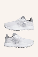 Adidas S2G SL 23 Golfschuhe, spiegelbildliche Ansicht, leichte und bequeme Golfschuhe aus Leder mit grünem Akzent