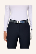 Lange J. Lindeberg Pinja Hose in dunklem Stoff mit geradem Schnitt und Taschen, modisch und bequem.