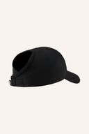 Damen-Callaway High Tail Cap, schwarze Kappe mit gebogenem Schirm und Logo-Details, bequemes Headwear für den Golfsport