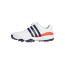 Adidas Tour360 Boa 2024 Golfschuhe, seitlicher Blick auf die linke Seite, schwarze Golf- und Sportschuhe mit Boa-Verschluss.