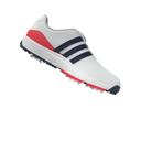 Adidas Tour360 Boa 2024 Golfschuhe mit schwarzem Obermaterial und grünem Akzent, seitliche Schnürung und stabile Sohle.