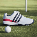 Adidas Tour360 Boa 2024 Golfschuhe, seitlicher Blick, schwarze Schuhe mit Boa-Schnürsystem, für Herren.