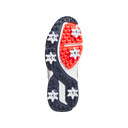 Adidas Tour360 Boa 2024 Golfschuhe, Ansicht von unten, weiße Schuhe mit Schnürung und griffiger Sohle.