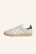 Adidas Gazelle Golfschuhe, seitliche Ansicht, bequeme Golfschuhe mit robustem Design und atmungsaktivem Material.