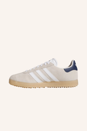 Adidas Gazelle Golfschuhe, seitlicher medialer Blick, sportliche Golfschuh-Design, bequem und stilvoll für das Golfspiel.