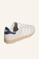 Adidas Gazelle Golfschuhe, seitliche und obere Ansicht, langlebiges Leder, bequemer Golfschuh mit griffiger Sohle