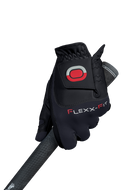Golfhandschuhe von Zoom Hybrid in Schwarz mit Print-Design, bequem und strapazierfähig für das Golfspiel.