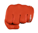 Golfhandschuh von Zoom, Hybrid Modell mit Fäustlingsdruck in Orange, weiche Leder- und Textilkombination für besseren Griff.