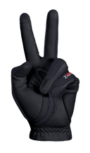 Zoom Hybrid Golfhandschuhe mit Peace-Print in Schwarz, bequeme und langlebige Golfhandchuhe für Damen und Herren.