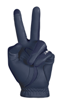 Zoom Hybrid Golfhandschuhe mit Peace-Print in Dunkelblau, weiche Textur und komfortabler Passform für Golfspieler.