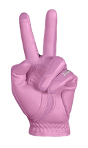 Golfhandschuhe von Zoom im Hybrid-Design mit Peace-Print in Pink, aus weichem Material für angenehmen Griff.