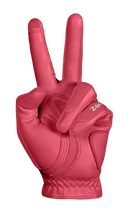 Zoom Hybrid Golfhandschuhe mit Peace-Print in Rot, bequem und atmungsaktiv für optimalen Griff beim Golfspielen.