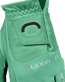 Golfhandschuhe von Zoom, Hybrid-Modell, schwarzes Velcro mit grüner Print-Details, bequemes Material für verbesserten Griff.
