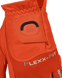 Golfhandschuh von Zoom im Hybrid-Design, schwarz-orange mit Klettverschluss, für besseren Griff beim Golfspielen.