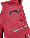 Golfhandschuhe von Zoom, Hybrid Modell, Schwarz-Rot mit Klettverschluss und Print-Design, für optimalen Griff beim Golf.