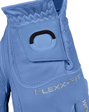 Golfhandschuhe von Zoom im Hybrid-Design, schwarz mit blauen Akzenten und Klettverschluss, für verbesserten Griff beim Golf.