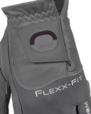 Zoom Hybrid Golfhandschuhe aus Veloursleder mit Klettverschluss in Dunkelgrau, detailreiche Printmuster sichtbar