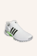 Adidas Tour360 24 BOA Boost Golfschuhe, Front-, Seiten- und Top-Ansicht, bequeme Golf- und Sportschuhe