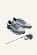 Adidas S2G Spikeless BOA 24 Golfschuhe, schwarze Lederschuhe mit BOA-Verschluss, seitliche Details und robuste Sohle.