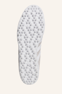 Adidas Gazelle Golfschuhe aus Leder mit griffiger Sohle, bequem für den Golfsport, in Weiß und Blau gehalten.