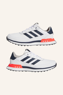Adidas S2G SL 2024 Golfschuhe in Weiß mit schwarzem Akzent, rutschfeste Sohle und atmungsaktives Obermaterial.