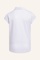 Adidas Performance Poloshirt mit kurzen Ärmeln, schwarze Farbe, Rückenansicht, sportliches Design, atmungsaktive Baumwolle