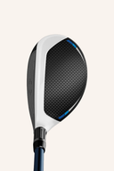 Moderner Golfschläger-Hybrid mit weißem, schwarzem und blauem Design