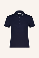 J. Lindeberg Tour Tech Poloshirt in Blau, sportliches Polo mit technischem Material, detailreiche Knopfleiste, bequemes Design