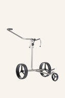Elektrotrolley G Titan 3.0 Set von JuCad, silberfarben mit robustem Design und kompakter Bauweise für Golfspieler